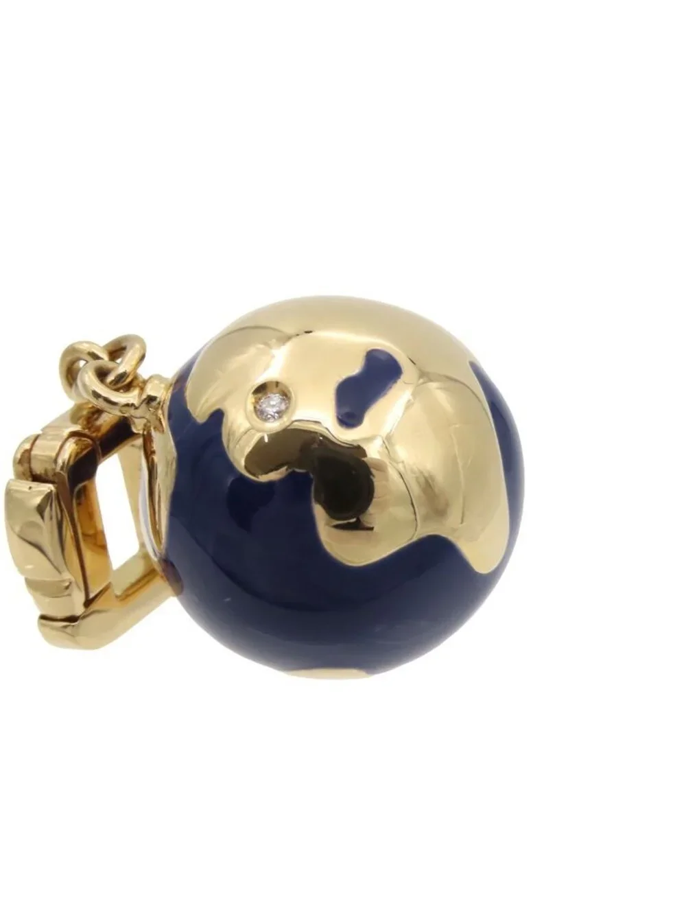 Louis Vuitton Globe Charm Yellow Gold Blue 18K Enamel Diamond Earth